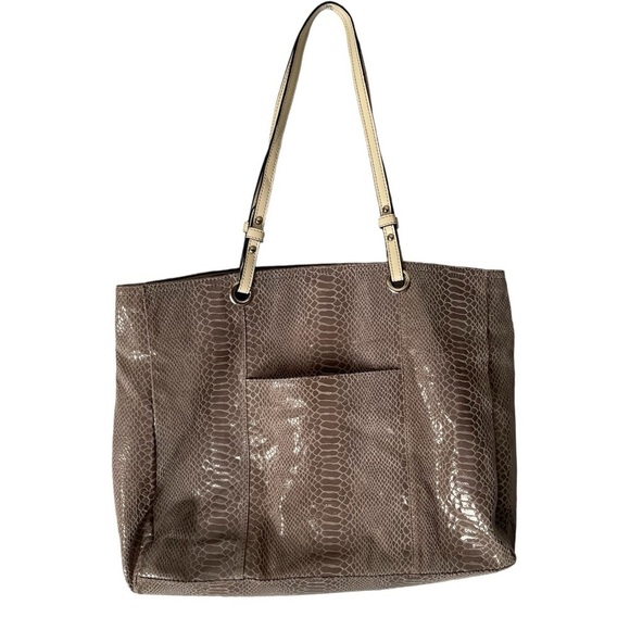 Wilsons Leather Handbags - Wilsons Leather  Snake Embossed Gray/Silver Tote Bag